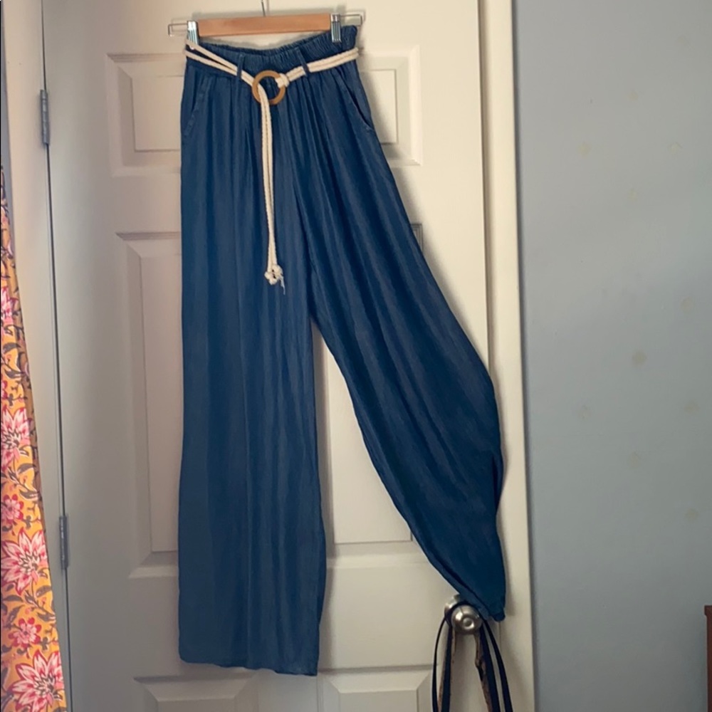 wide leg denim pants